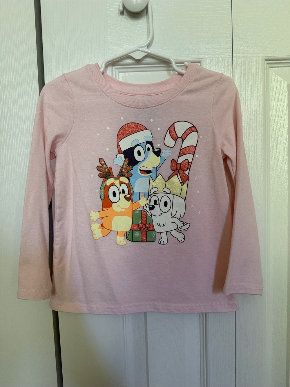 Like New Bluey Cartoon Holiday Long-Sleeve Top for Kids, Size 3T